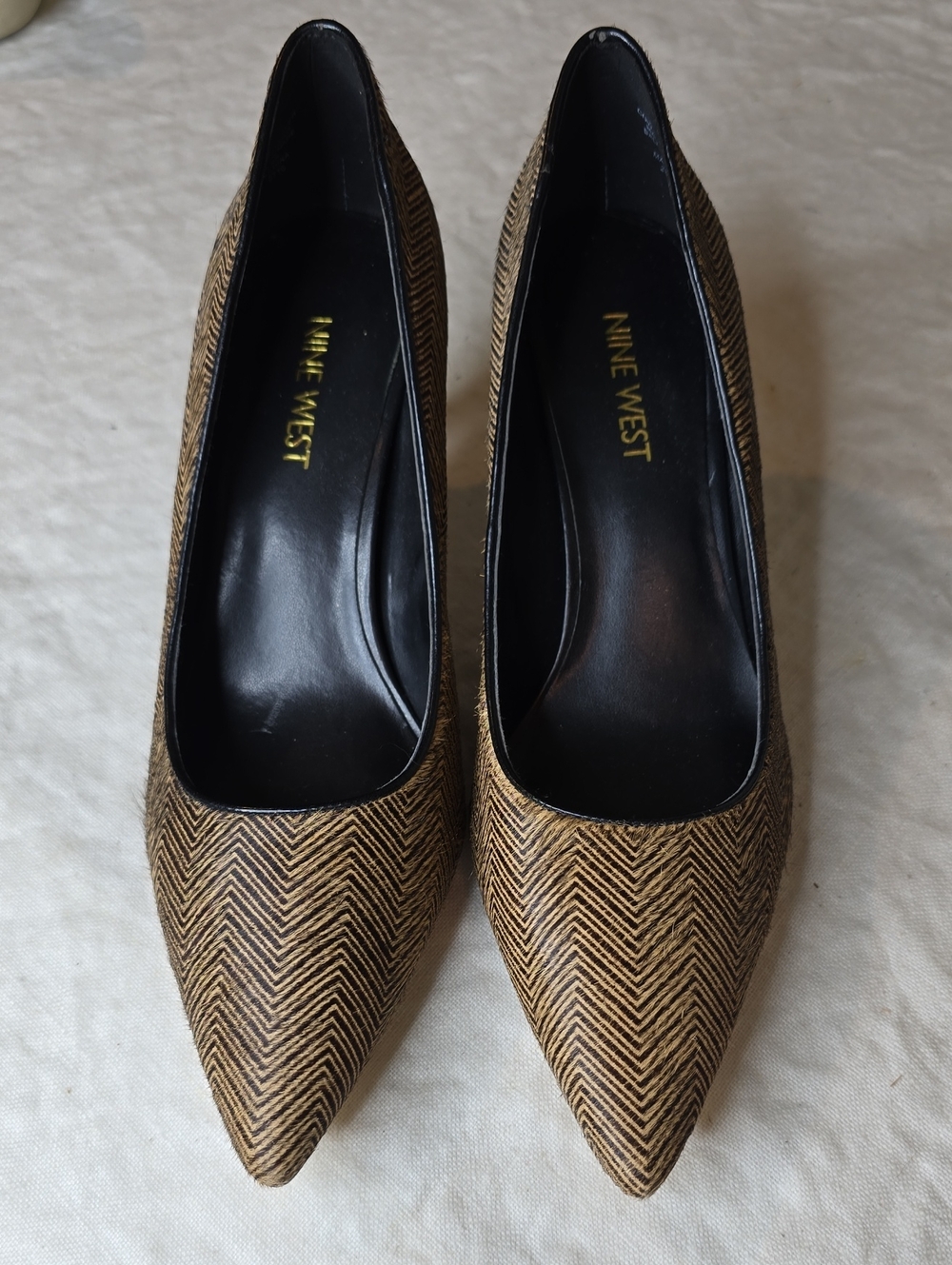 Nine West Brown Chevron Pointed-Toe Pumps